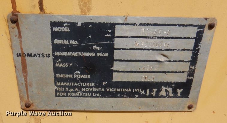 image for item DM7351 2000 Komatsu PC45R-8  mini excavator