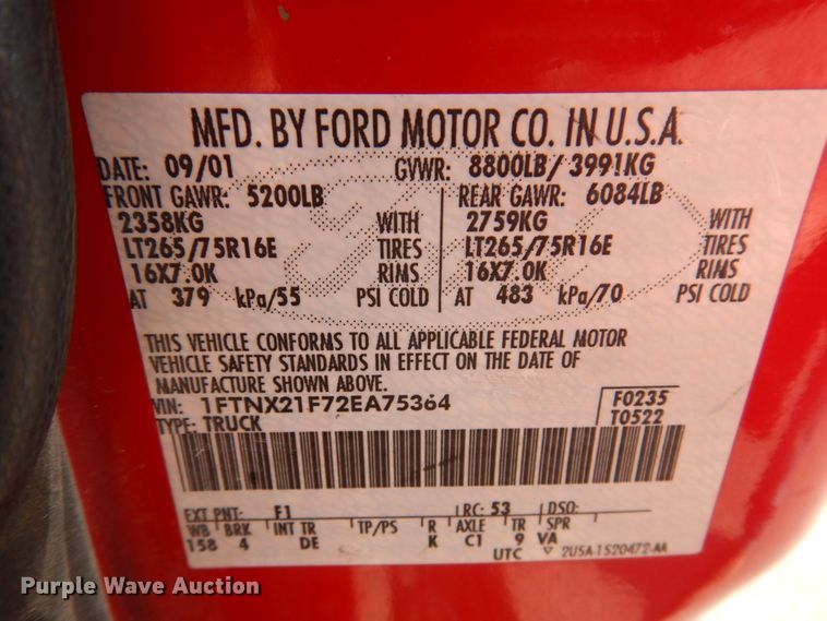 image for item DM7362 2002 Ford F250 Super Duty XLT  SuperCab pickup truck