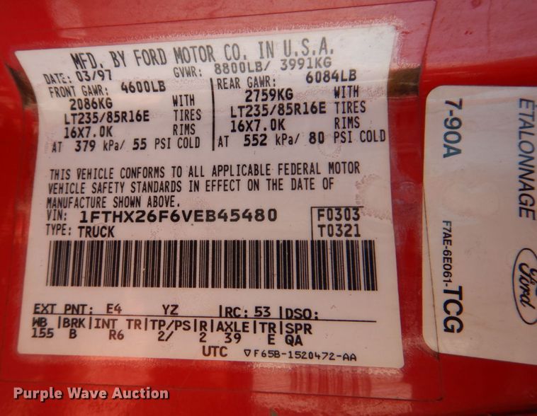 image for item DM7364 1997 Ford F250 XLT  SuperCab pickup truck