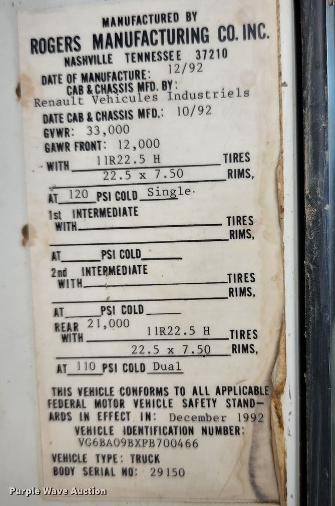 image for item DM7365 1993 Mack CS300P  dump truck