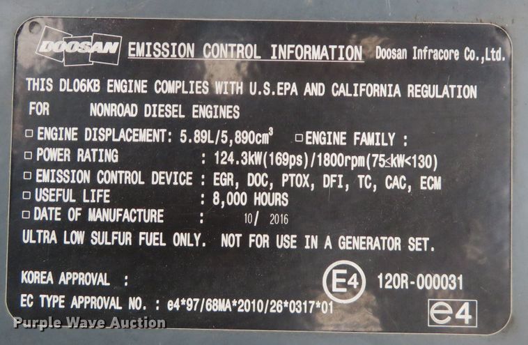 image for item DM7385 2014 Doosan DX225LC-3  excavator