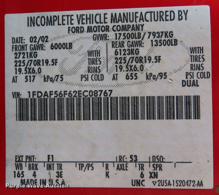 image for item DM7386 2002 Ford F550 Super Duty  utility / service truck