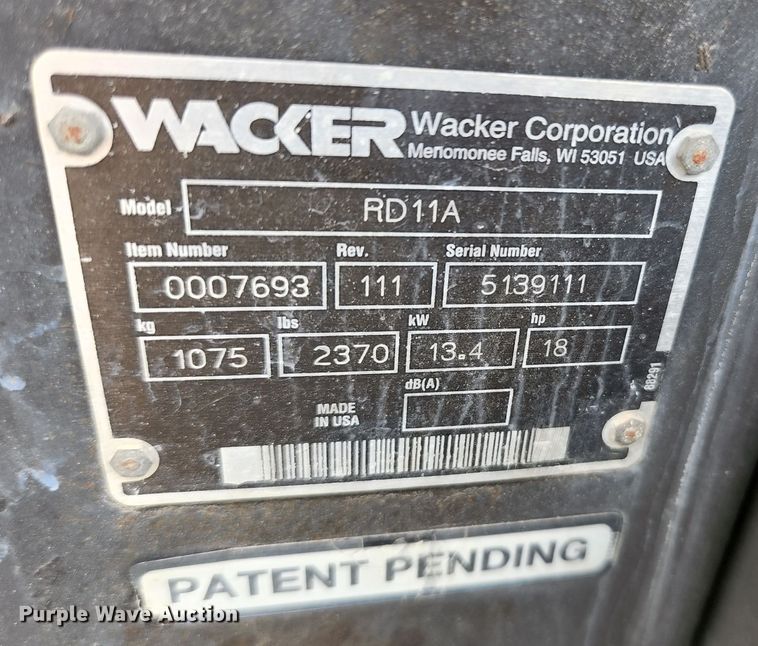 image for item DM7419 2001 Wacker RD11A  double drum vibratory roller
