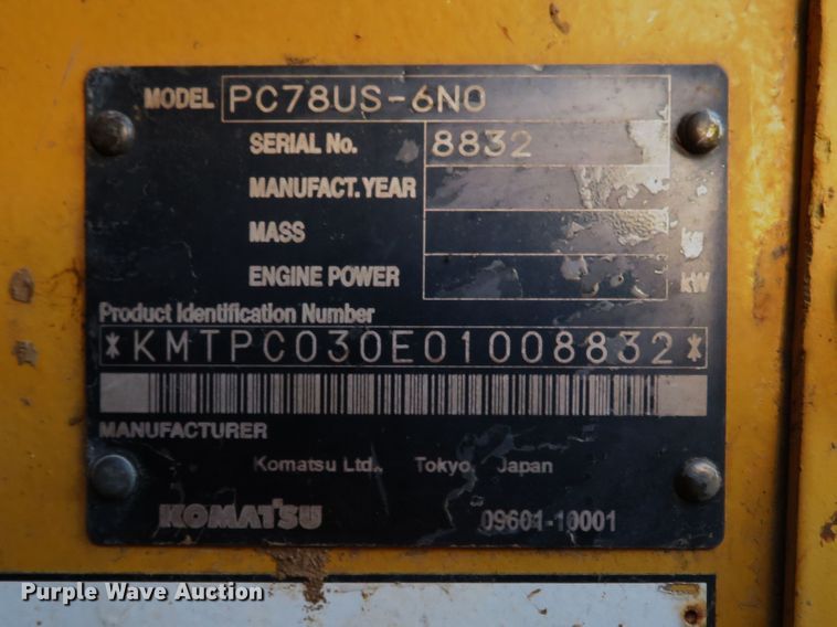 image for item DM7459 2006 Komatsu PC78US-6  excavator
