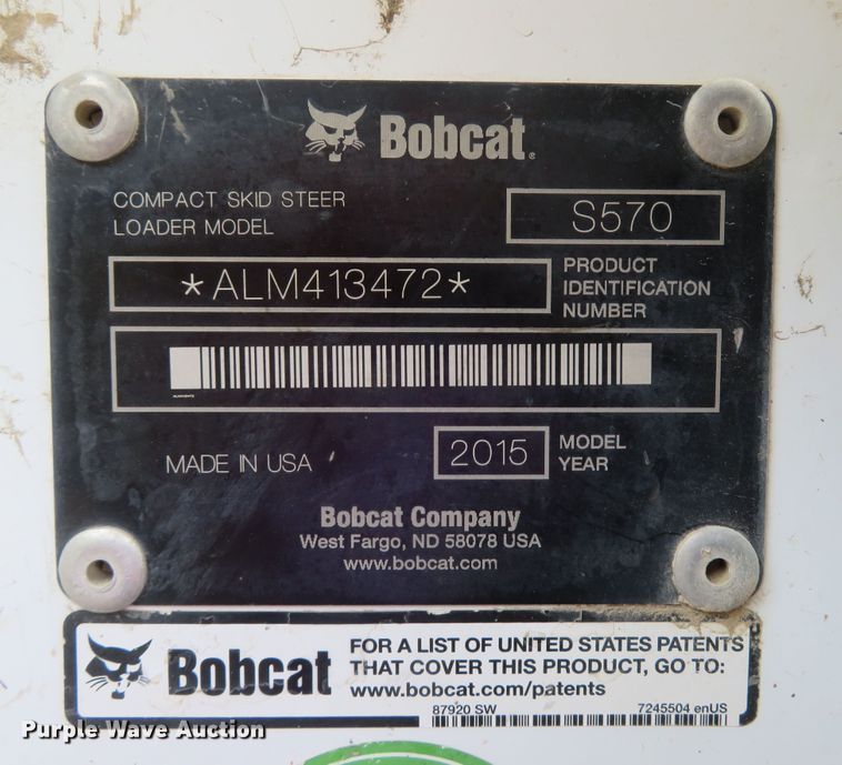 image for item DM7475 2015 Bobcat S570  skid steer loader