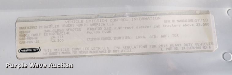 image for item DI1980 2014 Freightliner Cascadia  semi truck