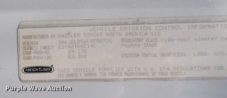 image for item DI1980 2014 Freightliner Cascadia  semi truck