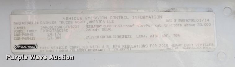 image for item DI1981 2015 Freightliner Cascadia  semi truck