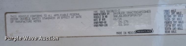 image for item DI1981 2015 Freightliner Cascadia  semi truck