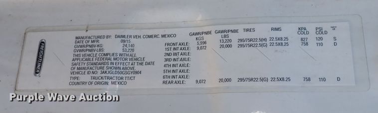 image for item DI1987 2016 Freightliner Cascadia  semi truck