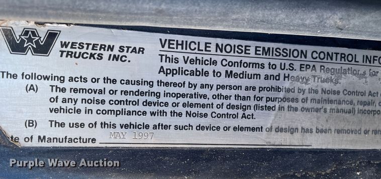 image for item DJ5117 1998 Western Star 4964EX  semi truck