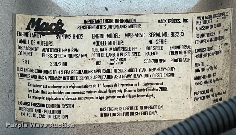 image for item DJ5127 2009 Mack CHU613  semi truck