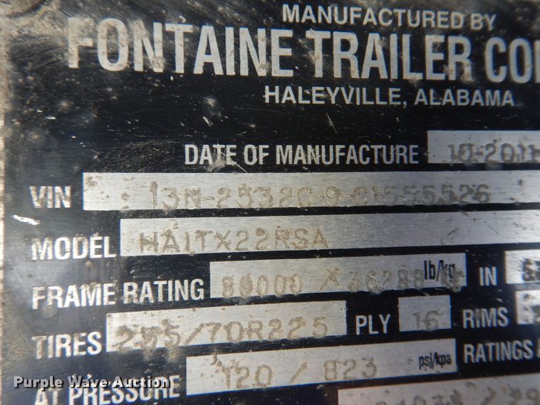 image for item DK0941 2012 Fontaine HAITX22RSA  drop deck trailer