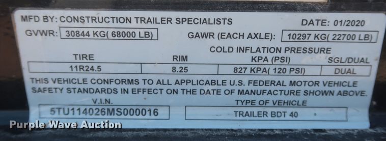 image for item DK3733 2021 CTSI BDT40  bottom dump trailer