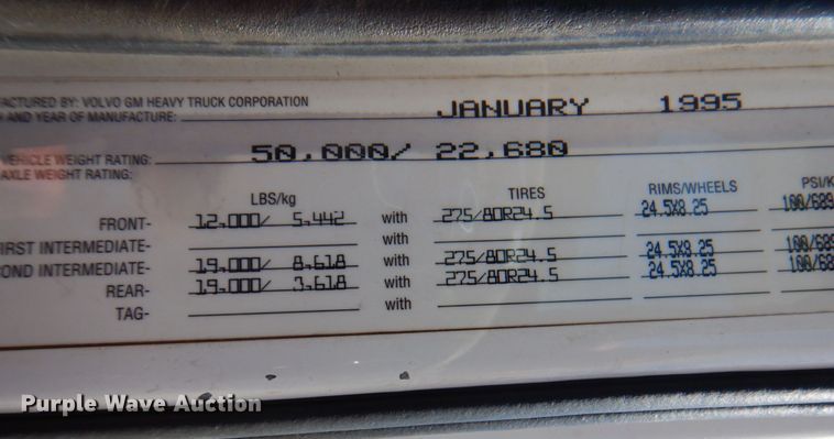 image for item DP4217 1995 WhiteGMC WG  semi truck