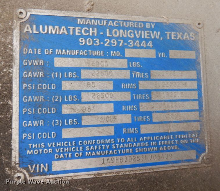 image for item DP5538 1995 Alumatech  end dump trailer