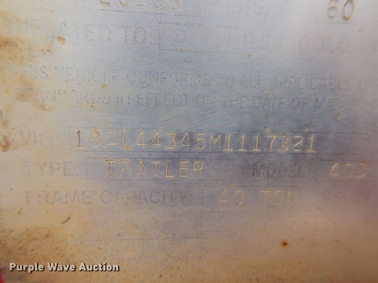 image for item DS8037 1992 Load King 403DFP  lowboy equipment trailer