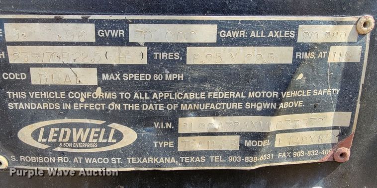 image for item JL9437 1997 Ledwell HT48X102  drop deck equipment trailer