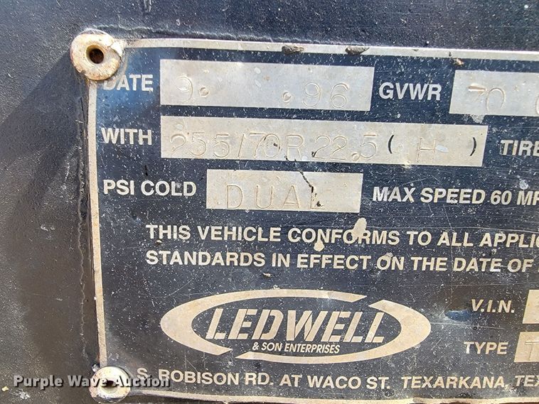 image for item JL9437 1997 Ledwell HT48X102  drop deck equipment trailer