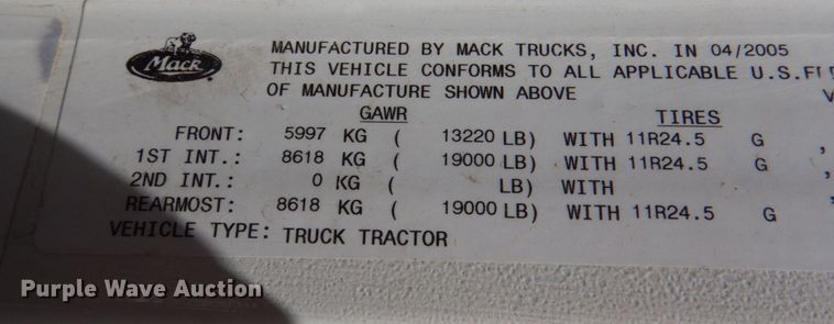 image for item KP9078 2006 Mack CV713  semi truck