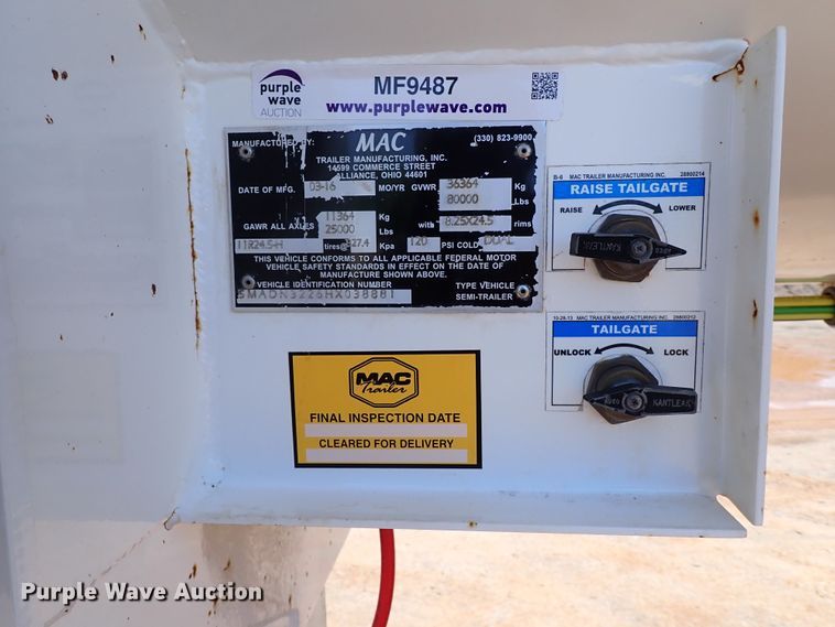 image for item MF9487 2017 MAC  end dump trailer