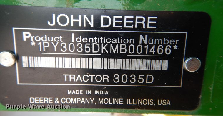 image for item DH8499 2021 John Deere 3035D  MFWD tractor