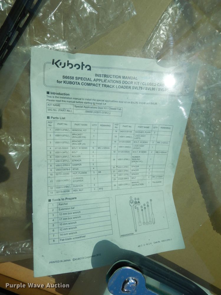 image for item DH8505 Kubota S6658  skid steer door kit