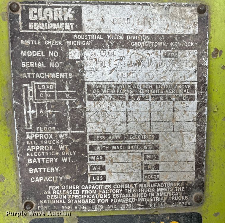 image for item DJ5154 Clark C500-Y35  forklift