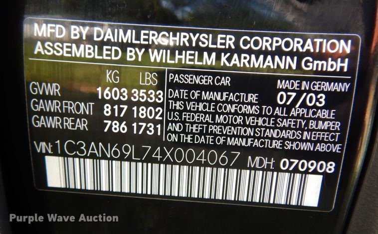 image for item DK8277 2004 Chrysler Crossfire