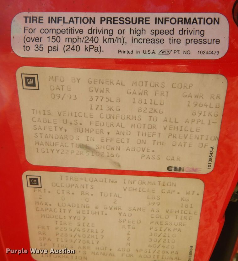 image for item DK8279 1994 Chevrolet Corvette