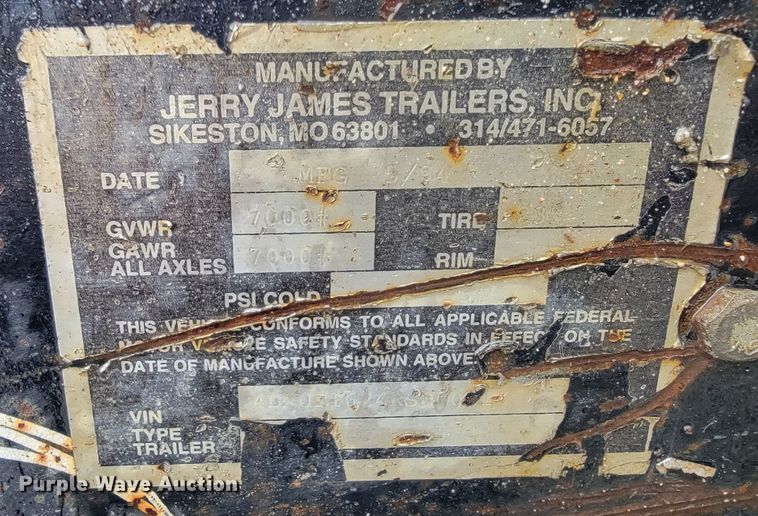 image for item DL4320 1994 Jerry James  utility trailer