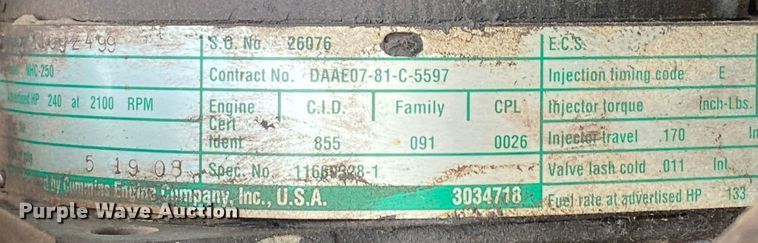 image for item DM4141 1986 Am General  fuel truck