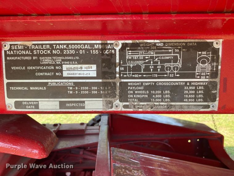 image for item DM4141 1986 Am General  fuel truck