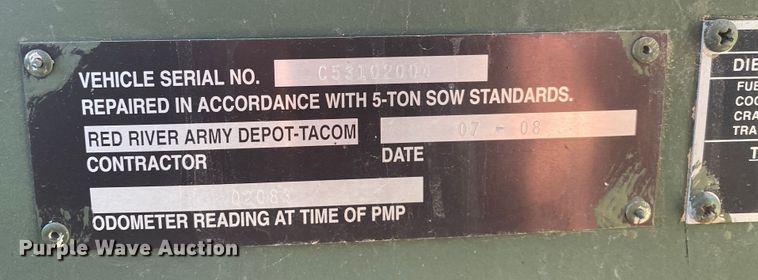 image for item DM4141 1986 Am General  fuel truck