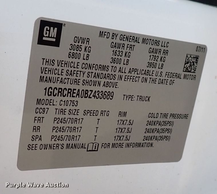 image for item DS7103 2011 Chevrolet Silverado 1500  Ext. Cab pickup truck