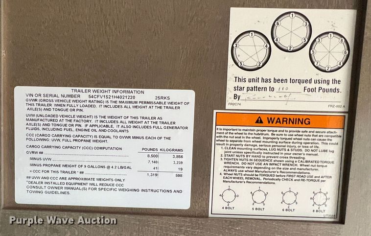 image for item DS8264 2017 Winnebago 25RKS  camper