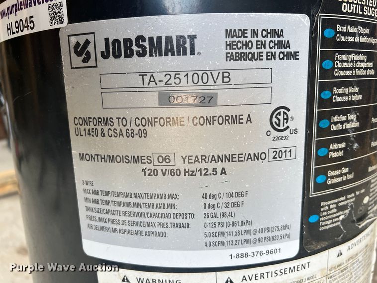 image for item HL9045 Jobsmart  air compressor