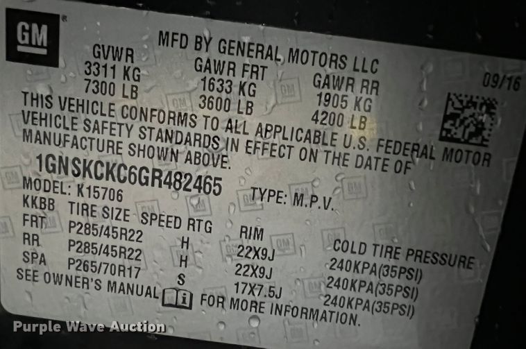 image for item HL9081 2016 Chevrolet Tahoe  SUV