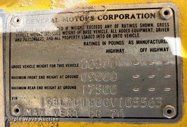 image for item HL9096 1986 Chevrolet C60  dump flatbed truck