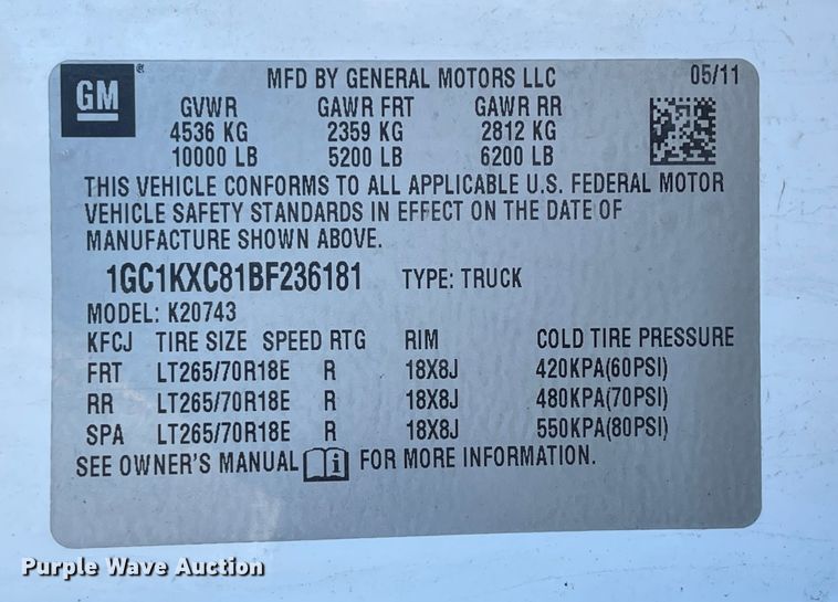 image for item IK9601 2011 Chevrolet Silverado 2500HD  Crew Cab pickup truck