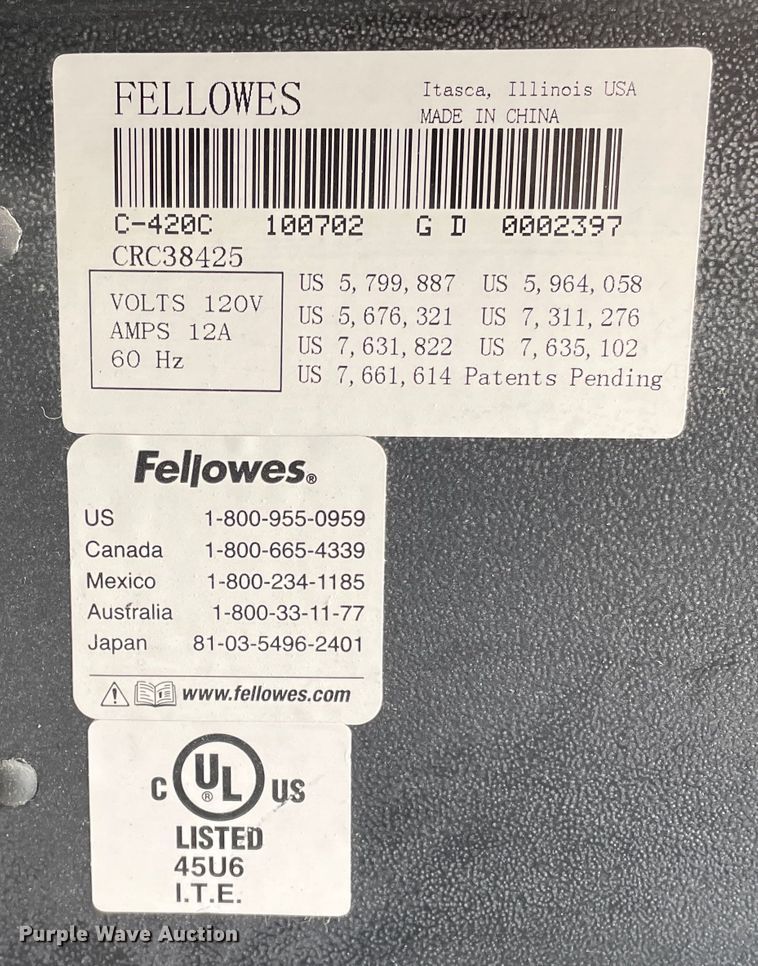 image for item JX9835 Fellowes C-420C  shredder