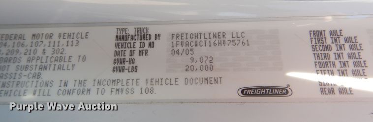 image for item KA9335 2006 Freightliner Business Class M2  truck cab and chassis