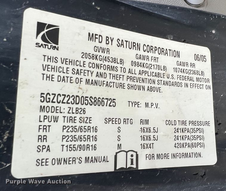 image for item KC9937 2005 Saturn Vue  SUV