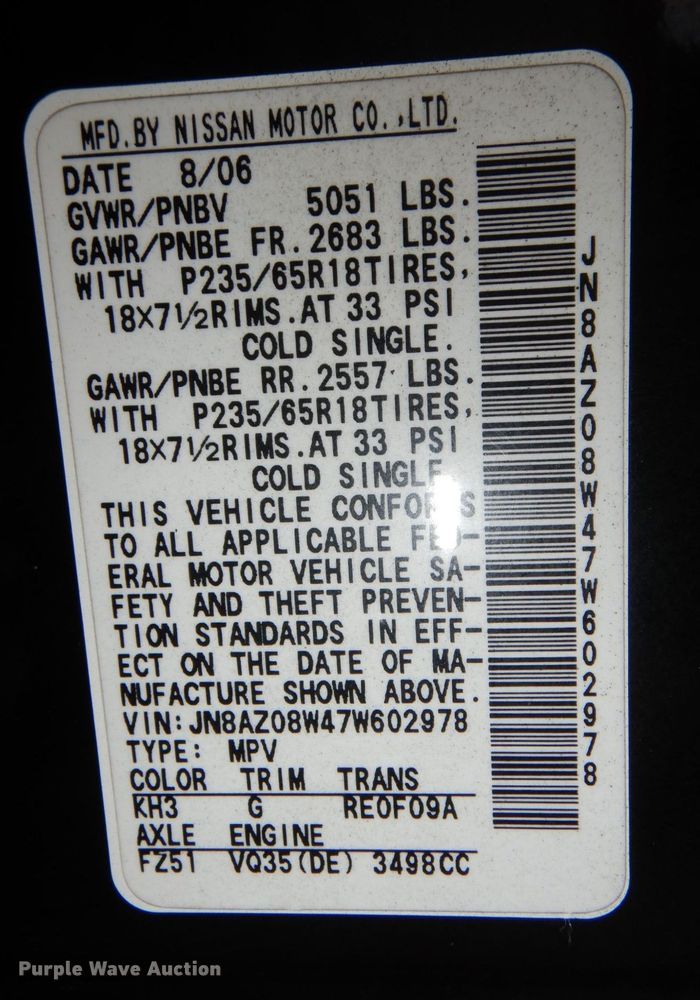 image for item KD9923 2007 Nissan Murano  SUV