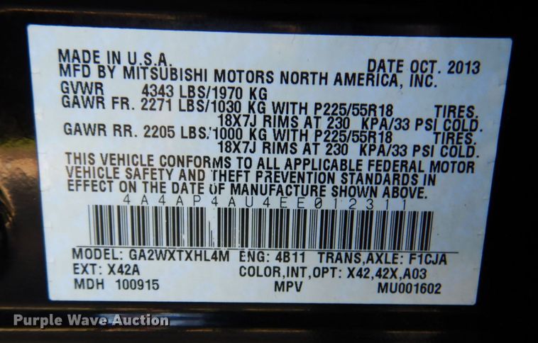 image for item KD9925 2014 Mitsubishi Outlander Sport  SUV