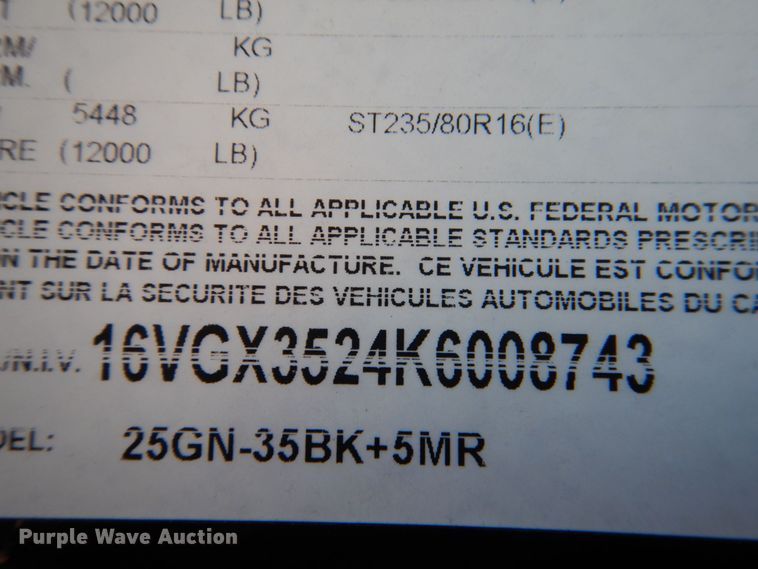 image for item KJ9905 2019 Big Tex 25GNHD  equipment trailer