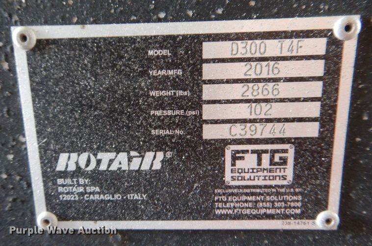 image for item KP9055 2017 Rotair D300T4F  sand blaster trailer