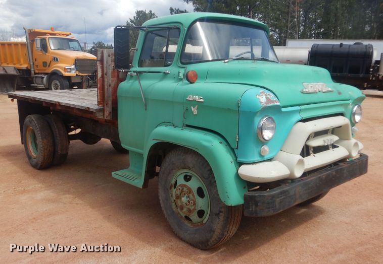 image for item KS9932 1957 GMC 350  dump flatbed truck