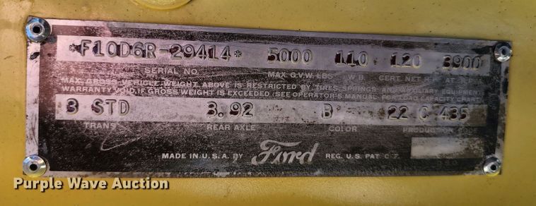 image for item KT9871 1956 Ford F100  pickup truck