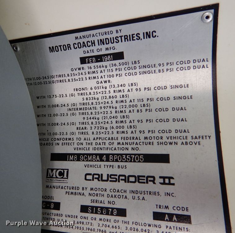 image for item LS9220 1981 MCI MC-9 Crusader II  coach bus